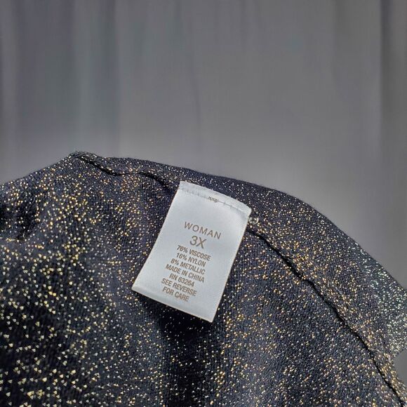 Luxe Carmen Short Sleeve Cardigan Women 3X Button Gold Sparkle Glam - Picture 10 of 10